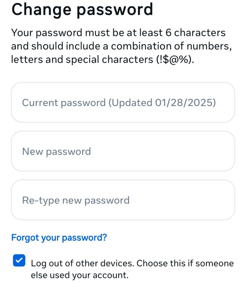 Facebook ka password kaise change kare
